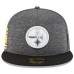 Men's Pittsburgh Steelers New Era Heather Gray/Black 2018 NFL Sideline Home Graphite 59FIFTY Fitted Hat 3058420